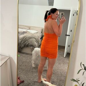 Sexy orange mini dress